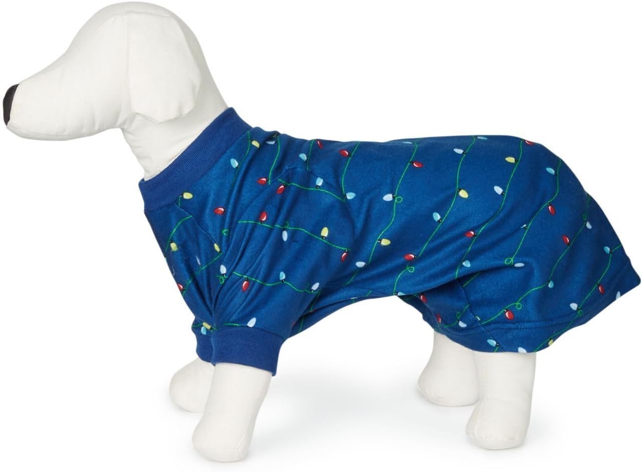 Family Pajamas Matching Pet Fleece Navidad Pajamas Color Holiday Lights Size L