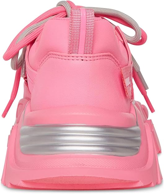 Steve Madden Women's Power Chunky Lace-Up Power Sneaker Neon Pink Multi Size 10
