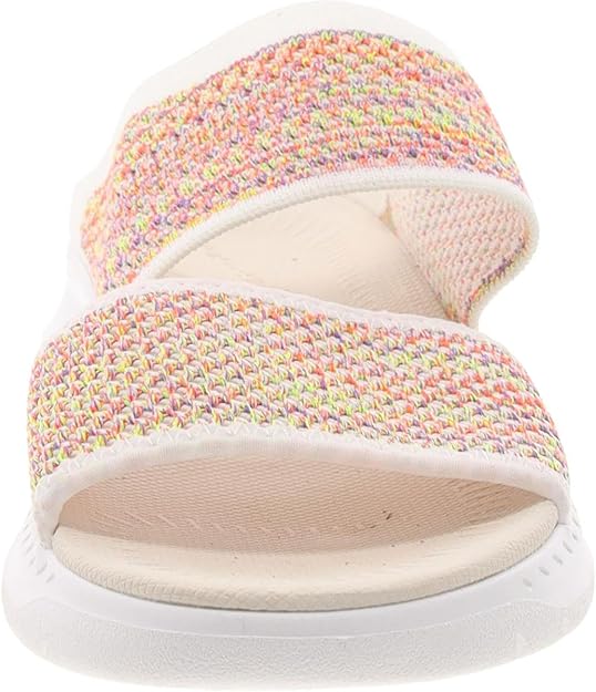 Easy Spirit Women's Davera Open Toe Slip On Slide Sandal Rainbow Multi/White Size 8
