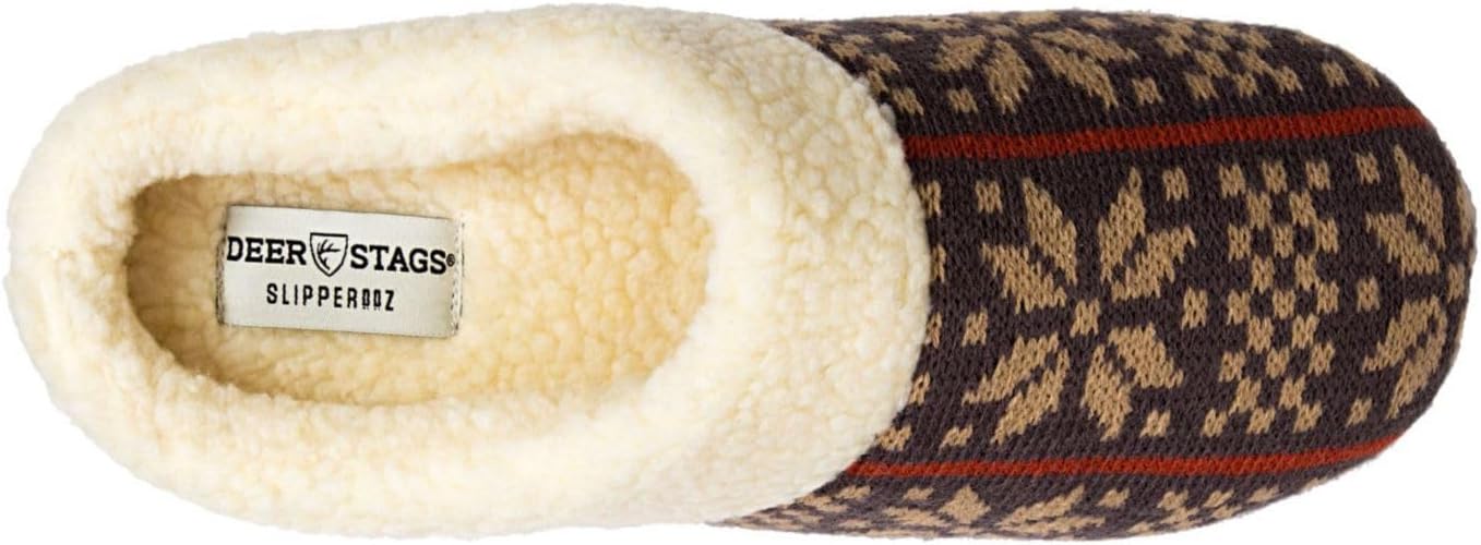 Deer Stags Men's Lodge Patterned Clog Slippers Color Dark Brown Size M (9-10)