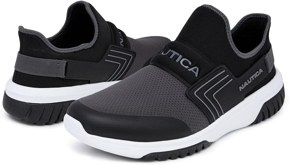 Nautica Men's Colnor Closed Toe Athletic Sneakers Black/Charcoal Size 7.5