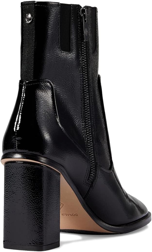 Donald Pliner Women's High Heel Ankle Bootie Color Black Crinkle Patent Size 5