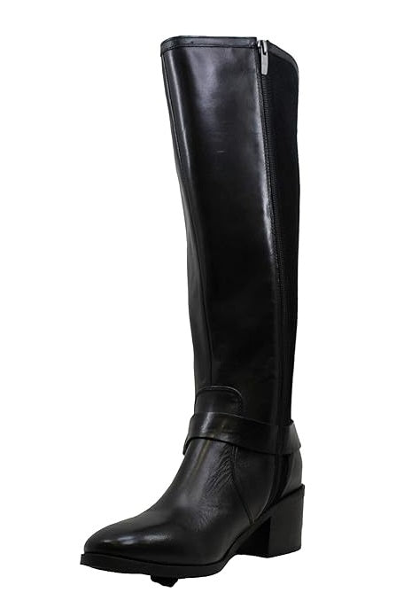 Marc Fisher Women's Risa Block-Heel Leather Boots Color Black Size 5.5M