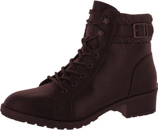 Style & Co Women's Gaiel Zipper Ankle Combat & Lace-up Boots  Color Chocolate Size 11M
