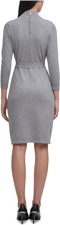 Calvin Klein Mock-Neck Evening Sheath Sweater Dress Color Heather Gray Size L