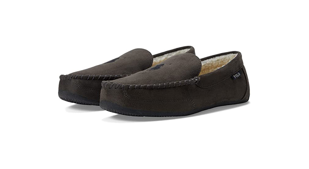 POLO RALPH LAUREN Mens Declan Bear Moccasin Slipper Color Gray Size 11