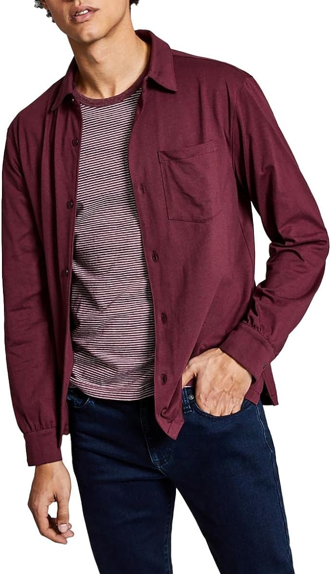 And Now This Men's Regular-Fit Solid Knit Shirt Color Plum Size S