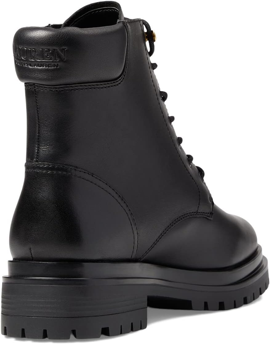 Lauren Ralph Lauren Women's Carlee Lug-Sole Booties Color Black Leather Size 5M