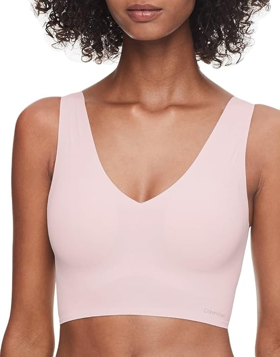 Calvin Klein Invisibles Comfort Seamless Lined V Neck Bralette Bra Nymphs Thigh Size XL