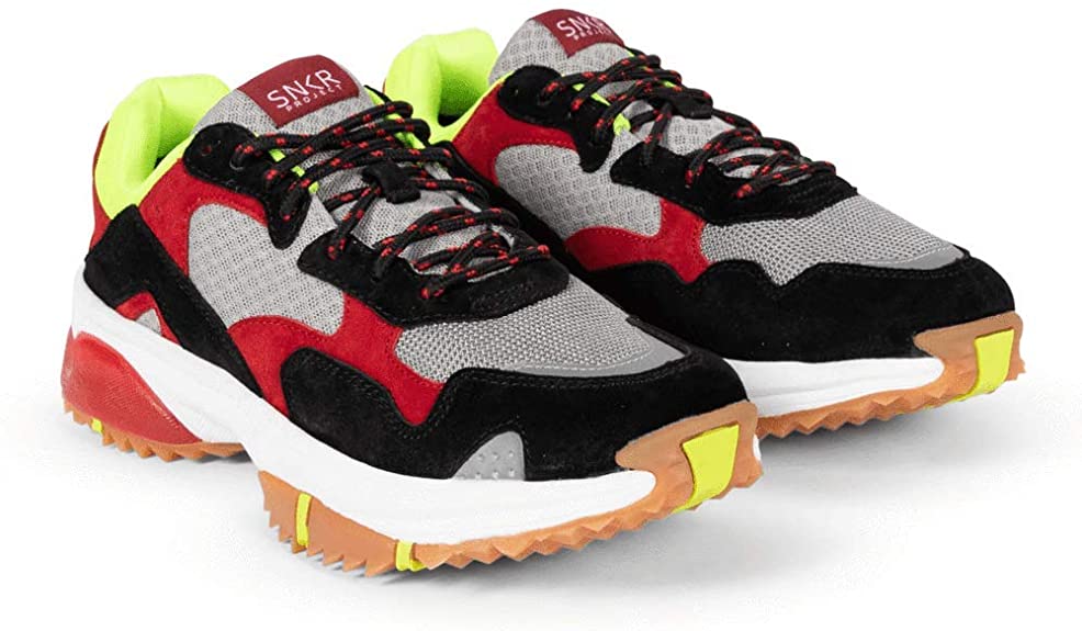 SNKR Project Men's Prospect Park Sneaker Color Black/Red/Yellow Size 10M