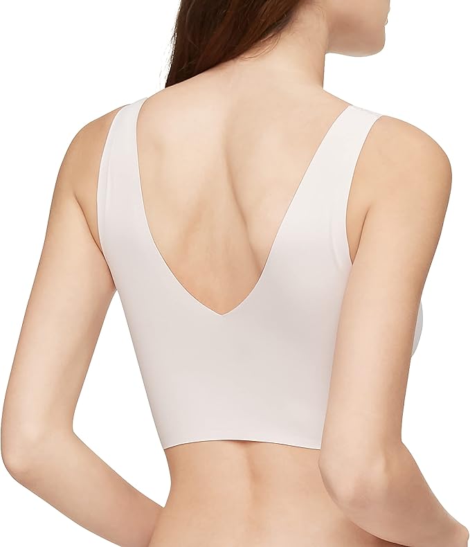 Calvin Klein Invisibles Comfort Seamless Lined V Neck Bralette Bra Nymphs Thigh Size XL