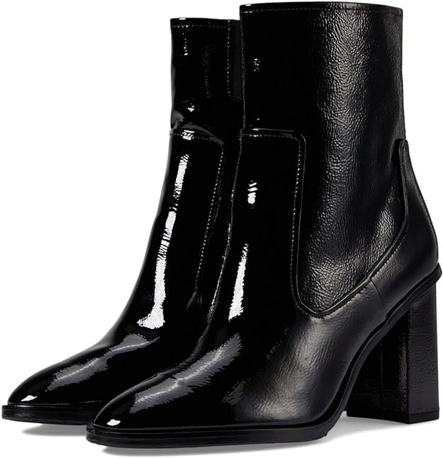 Donald Pliner Women's High Heel Ankle Bootie Color Black Crinkle Patent Size 5