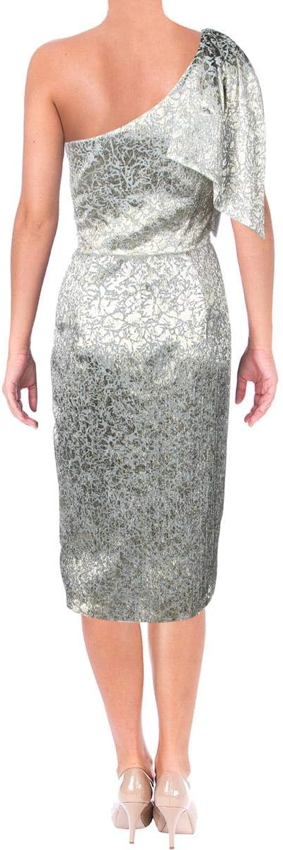 Betsy & Adam Women's Metallic One Shoulder Cocktail Dress Color Gold Size 8