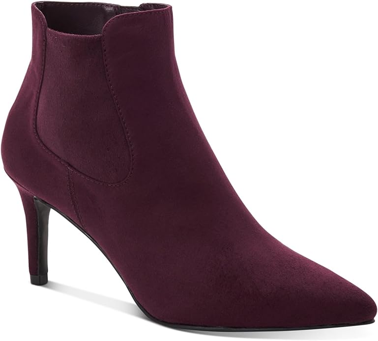 Alfani Women's Jacklynne Pointed-Toe Zipper Booties Color Dark Berry Micro Size 9.5M