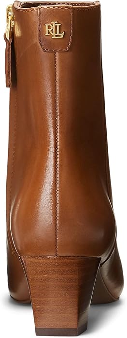 Lauren Ralph Lauren Women's Willa Square-Toe Dress Boots Color Deep Saddle Tan Leather Size 7M