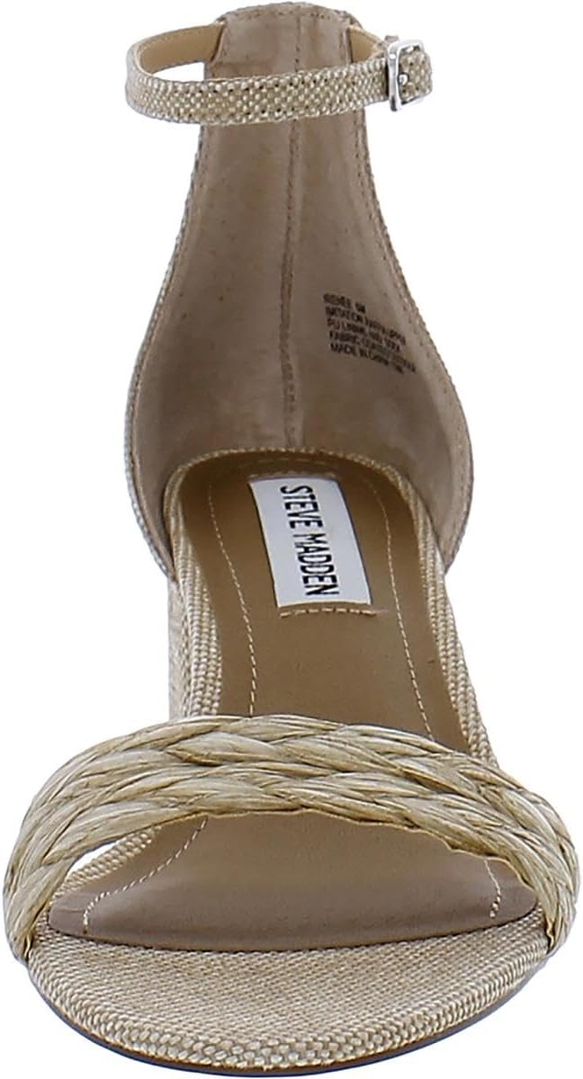Steve Madden Women's Irenee Two-Piece Block Heeled Sandals Color Raffia Multi Size 8.5M
