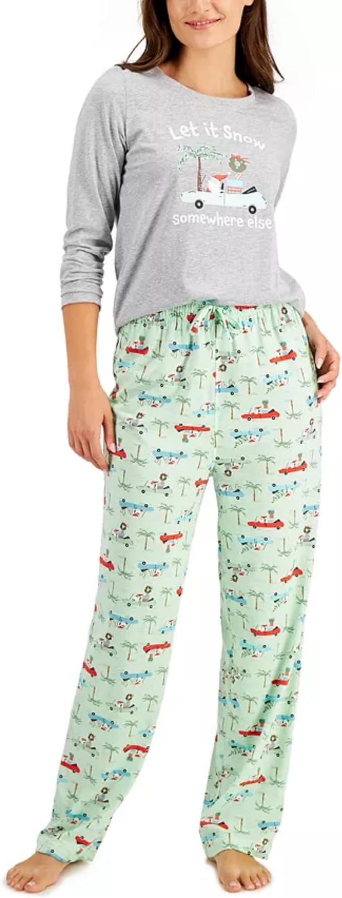 Family Pajamas Women's Missy PJ Set Color Tropical Santa Size XL