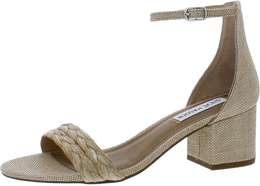 Steve Madden Women's Irenee Two-Piece Block Heeled Sandals  Color Raffia Multi Size 8.5M