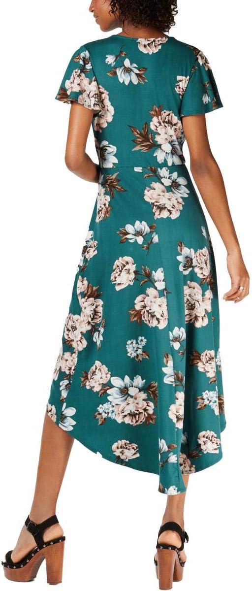 BCX Women's Hi-Low Floral Print Midi Dress Color Green Size XS