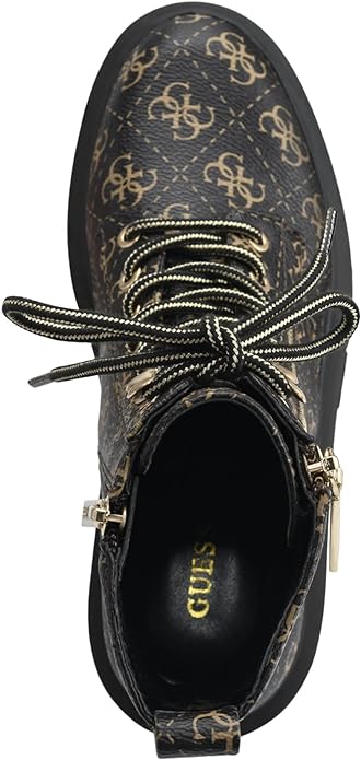 GUESS Women's Ferina Faux Leather Combat & Lace-up Boots Color Brown Multi Size 7.5M