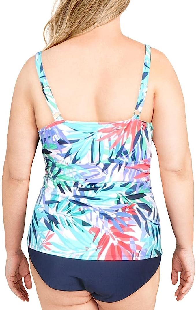 Swim Solutions Women's Plus Tummy Control One-Piece Swimsuit Color Botanical Size 24W