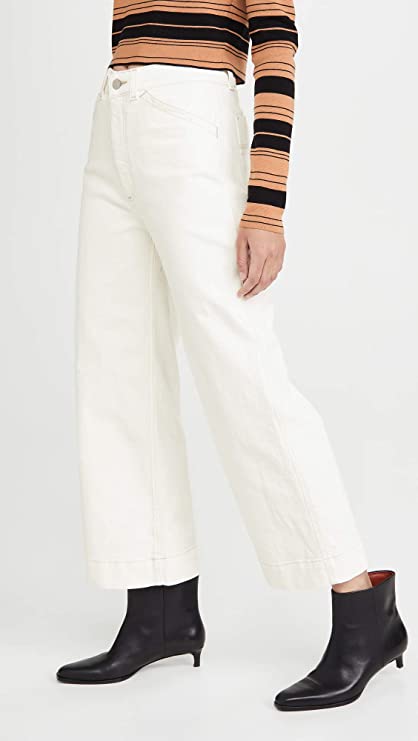 AG Jeans Women's Rosie Cropped Wide-Leg Jeans Color Modern White Size 28