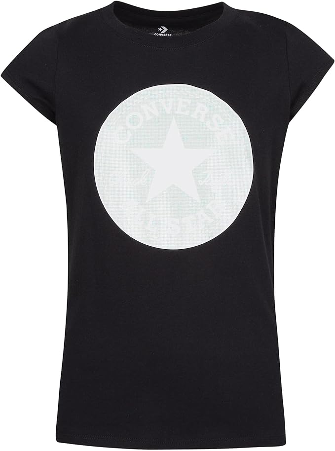 Converse Big Girls Shine Chuck Tee Color Black Size M 8-10