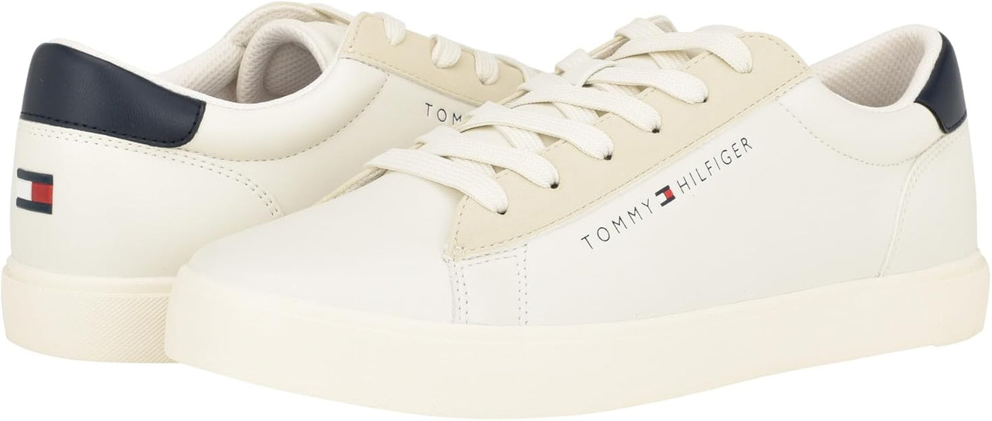 Tommy Hilfiger Men's Ribby Lace Up Fashion Sneakers Cream/Beige/Navy Size 13