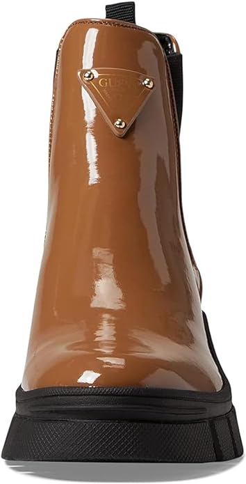 GUESS Women's Hestia Lug Sole Hestia Block Heel Booties Color Cognac/Black Size 5M