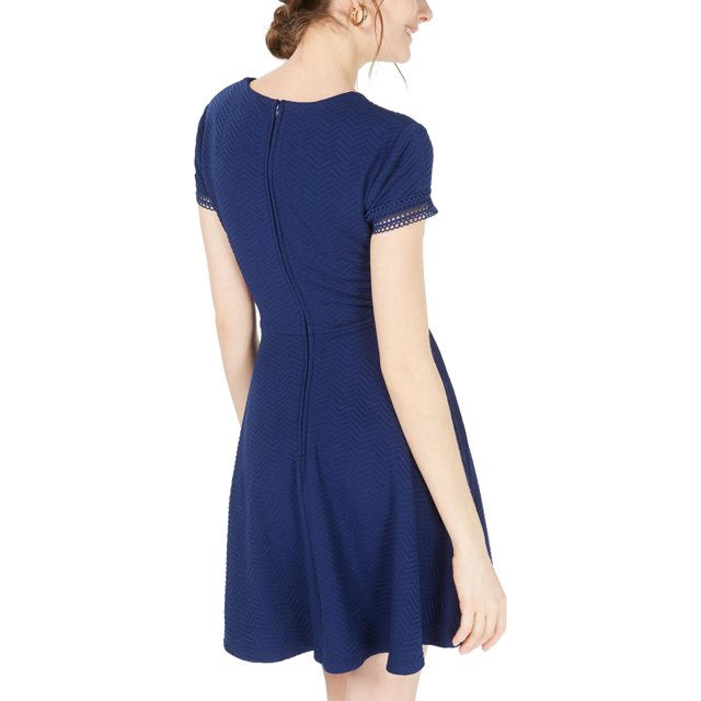City Studio Textured Fit & Flare Cocktail Dress Color New Navy Size S