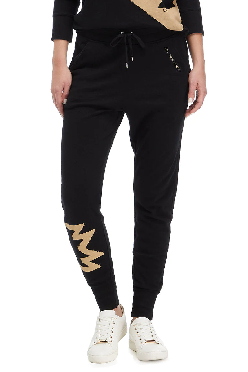 Lauren Ralph Lauren Women's Ethnic Patterned Sweatpants Color Black Size XL