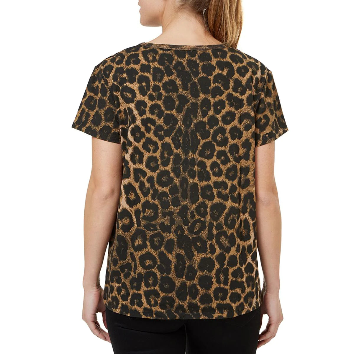 Numero Women's Cotton Leopard-Print Ribbed T-Shirt Color Leopard Size S