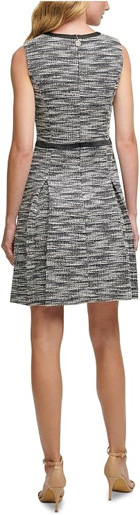 Tommy Hilfiger Tweed Fit Flare Dress Color Black/Cream Size 6