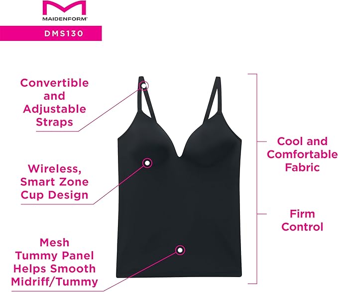 Maidenform Women's Firm Control Tummy-Shaping Camisole Black Size M