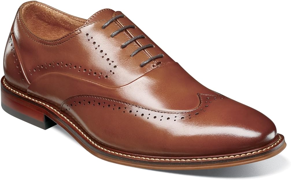 Stacy Adams Men's Macarthur Wingtip Oxford Color Cognac Size 12M