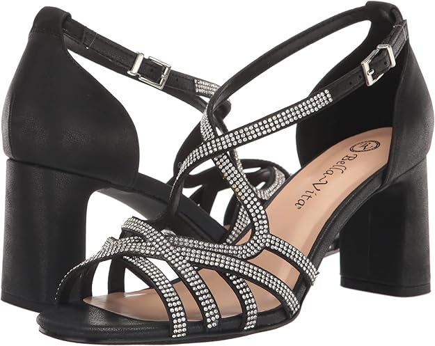 Bella Vita Women's Aliette Dress Heeled Sandal Black Metallic Size 12W
