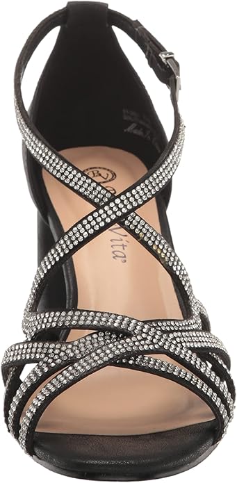 Bella Vita Women's Aliette Dress Heeled Sandal Black Metallic Size 12W