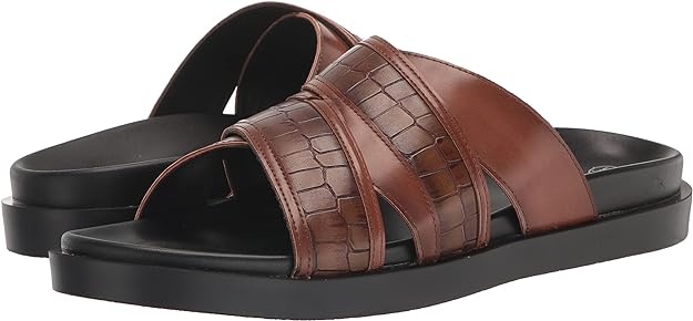 Stacy Adams Men's Mondo Cross Strap Slide Sandals Color Cognac Size 9M