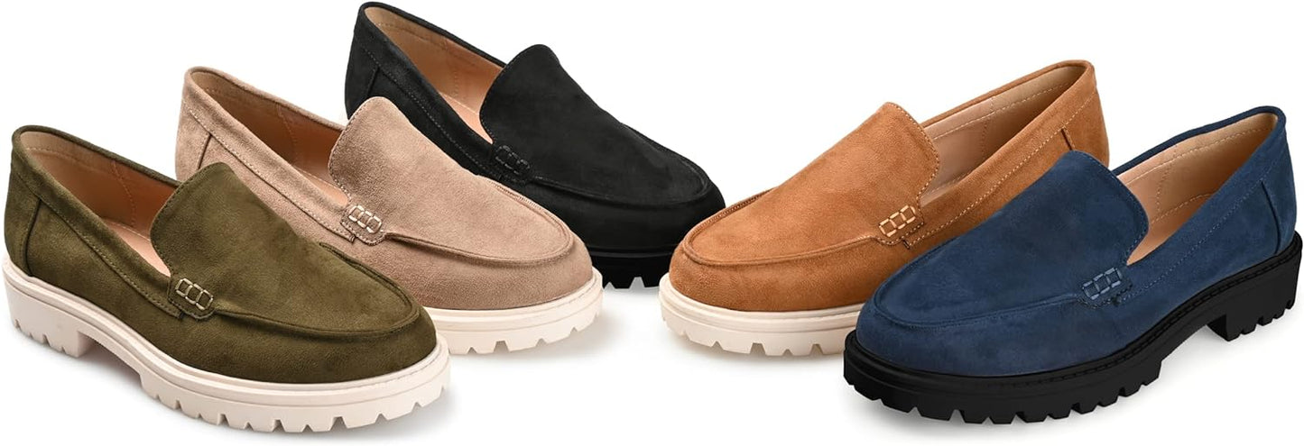 Journee Collection Women's Erika Loafer Almond Toe Slip-On Flats Color Black Size 9W