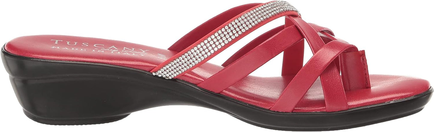 Easy Street Women's Tuscany Aldina Slide Sandals Color Red Size 7.5M
