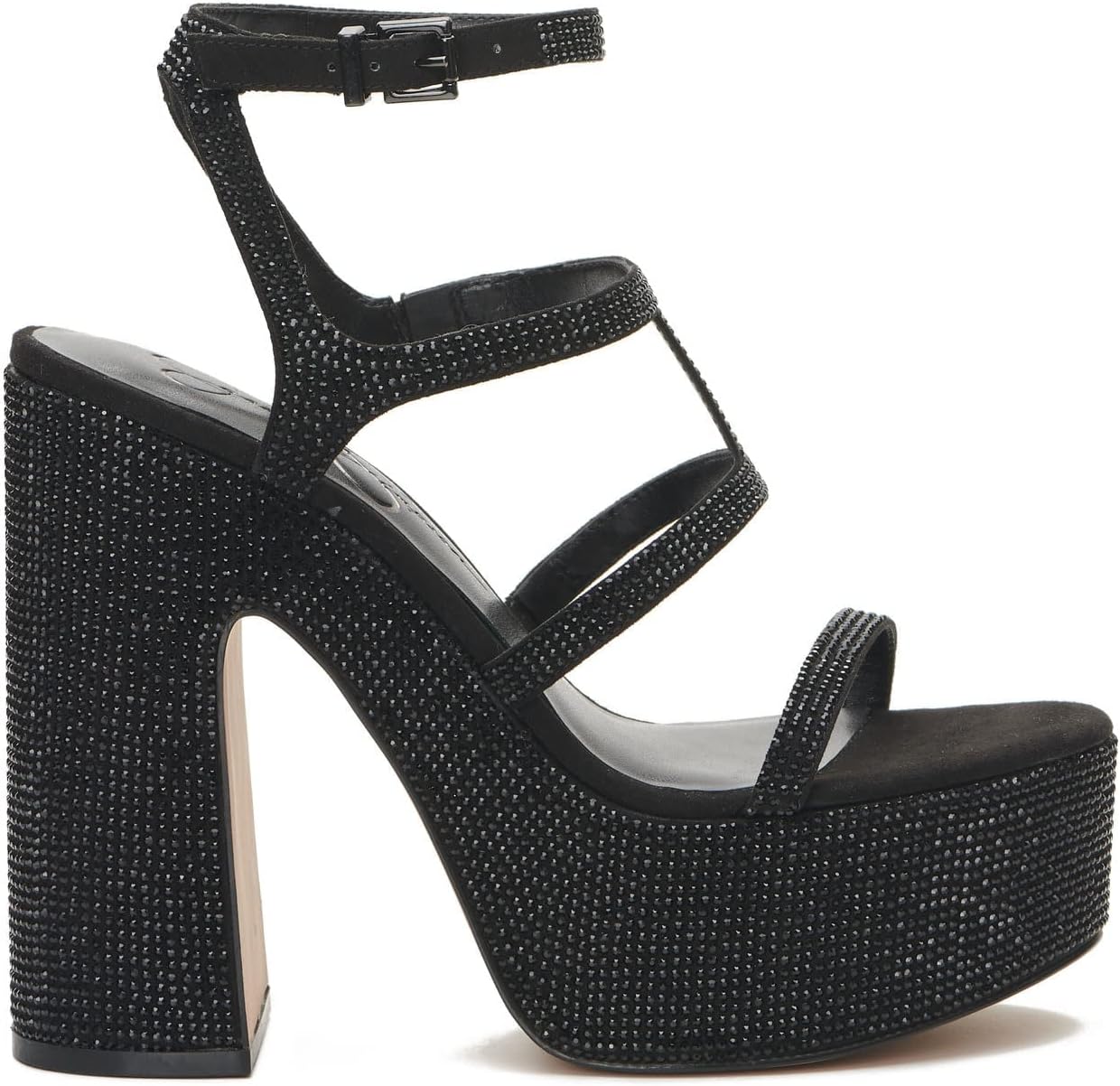 Jessica Simpson Women's Meitini Rhinestone Block Heeled Sandals Color Black Size 9M