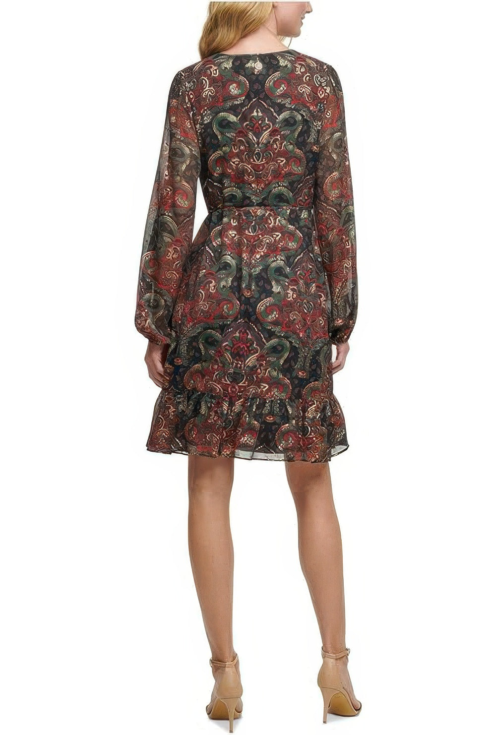 Tommy Hilfiger Printed Party Fit & Flare Dress Color Black Multi Size 6