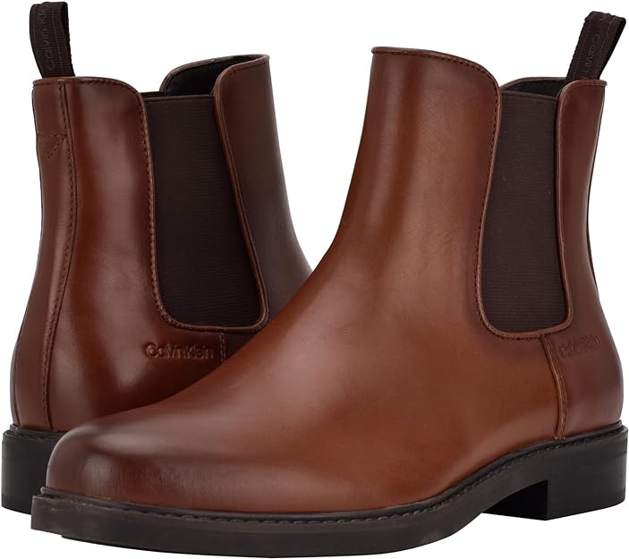 Calvin Klein Men's Fenwick Pull On Chelsea Boot Color Cognac Size 11M