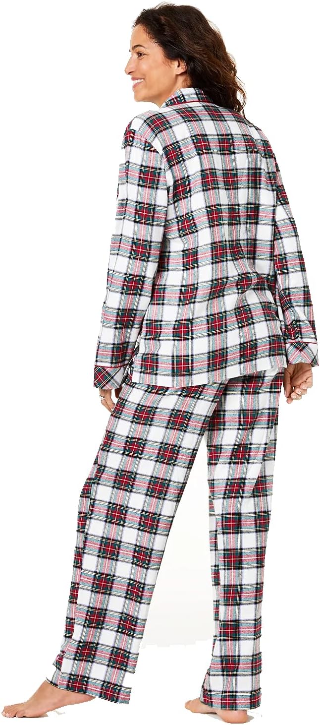 Family Pajamas Women's Cotton Knit Plaid Pajamas Set Color Stewart Plaid Size 2XL