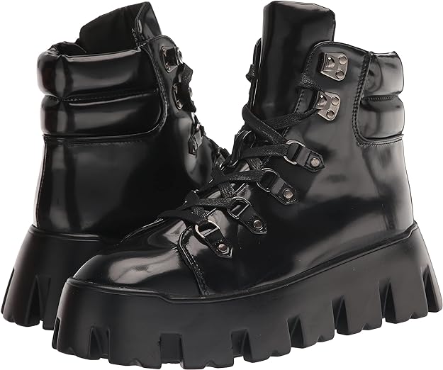 Madden Girl Women's Alpine Lug-Sole Platform Ankle Boots Color Black Size 7.5M