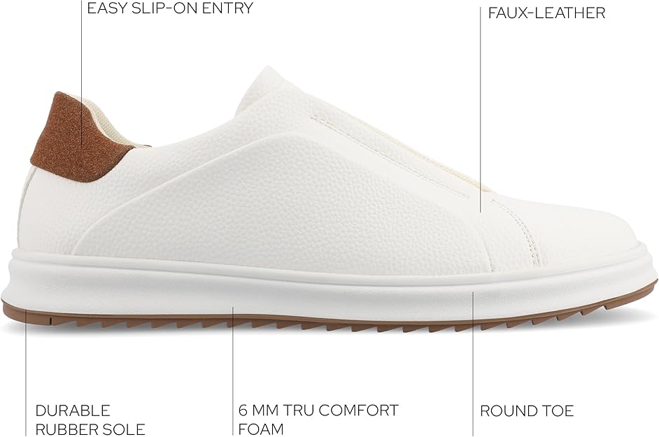 Vance Co Men's Matteo Tru Comfort Slip-on Sneakers White Size 10.5