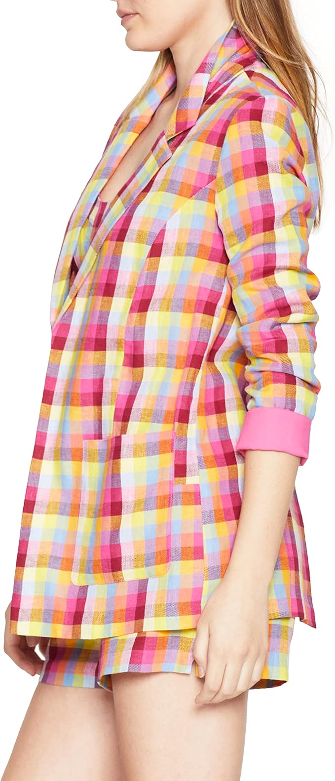 BCBGeneration Women's Open Front Plaid Blazer Multicolor Size M