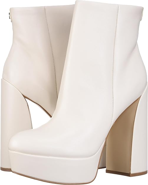 GUESS Women's Crafty Heavy Heeled Ankle Boots Color Light Cream Size 5M
