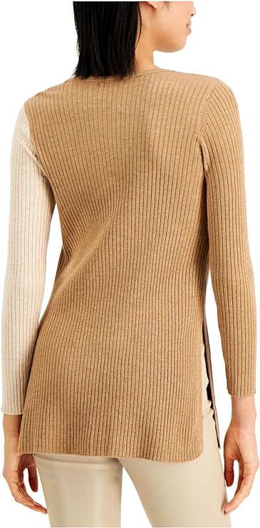 Alfani Women's Colorblock Tunic Sweater Color Black Multi Size M