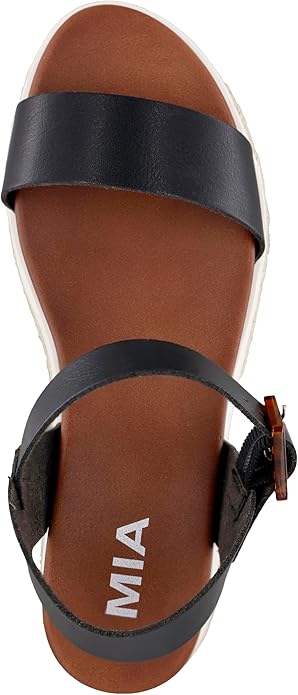 MIA Shoes Kiera Platform Espadrille Raffia Sole Sandals Black Bona Size 6